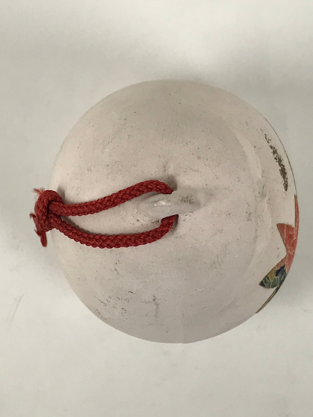 Japanese Clay Bell Dorei Hime Daruma Vtg Tsuchi-Suzu Momiji Peony White DR646