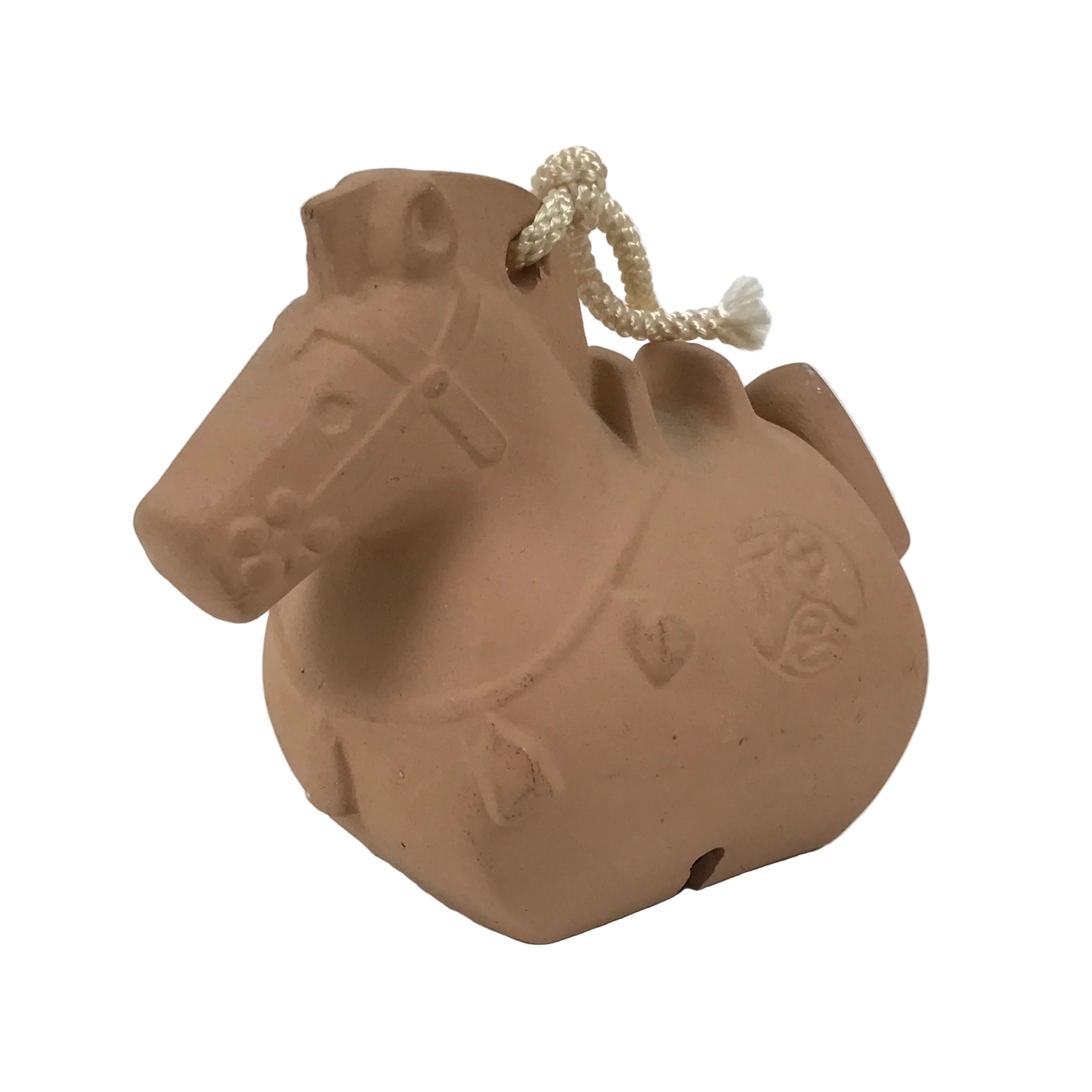 Japanese Clay Bell Dorei Horse Vtg Tsuchi-Suzu Zodiac Animal Uma Brown DR662