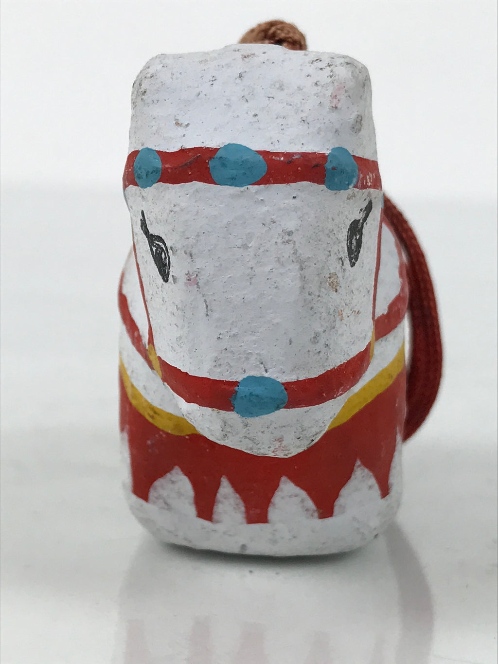 Japanese Clay Bell Dorei Horse Vtg Tsuchi-Suzu Zodiac Animal Uma White DR627