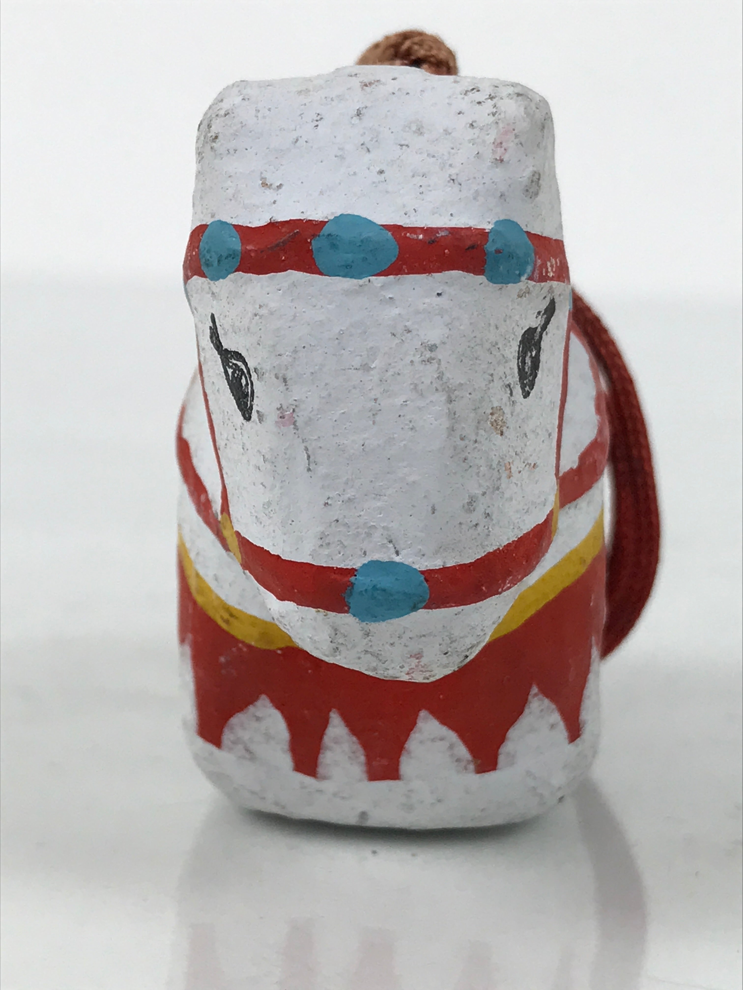 Japanese Clay Bell Dorei Horse Vtg Tsuchi-Suzu Zodiac Animal Uma White DR627