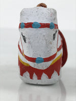 Japanese Clay Bell Dorei Horse Vtg Tsuchi-Suzu Zodiac Animal Uma White DR627