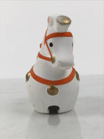 Japanese Clay Bell Dorei Horse Vtg Tsuchi-Suzu Zodiac Animal Uma White DR661