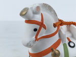 Japanese Clay Bell Dorei Horse Vtg Tsuchi-Suzu Zodiac Animal Uma White DR661
