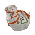 Japanese Clay Bell Dorei Horse Vtg Tsuchi-Suzu Zodiac Animal Uma White DR661