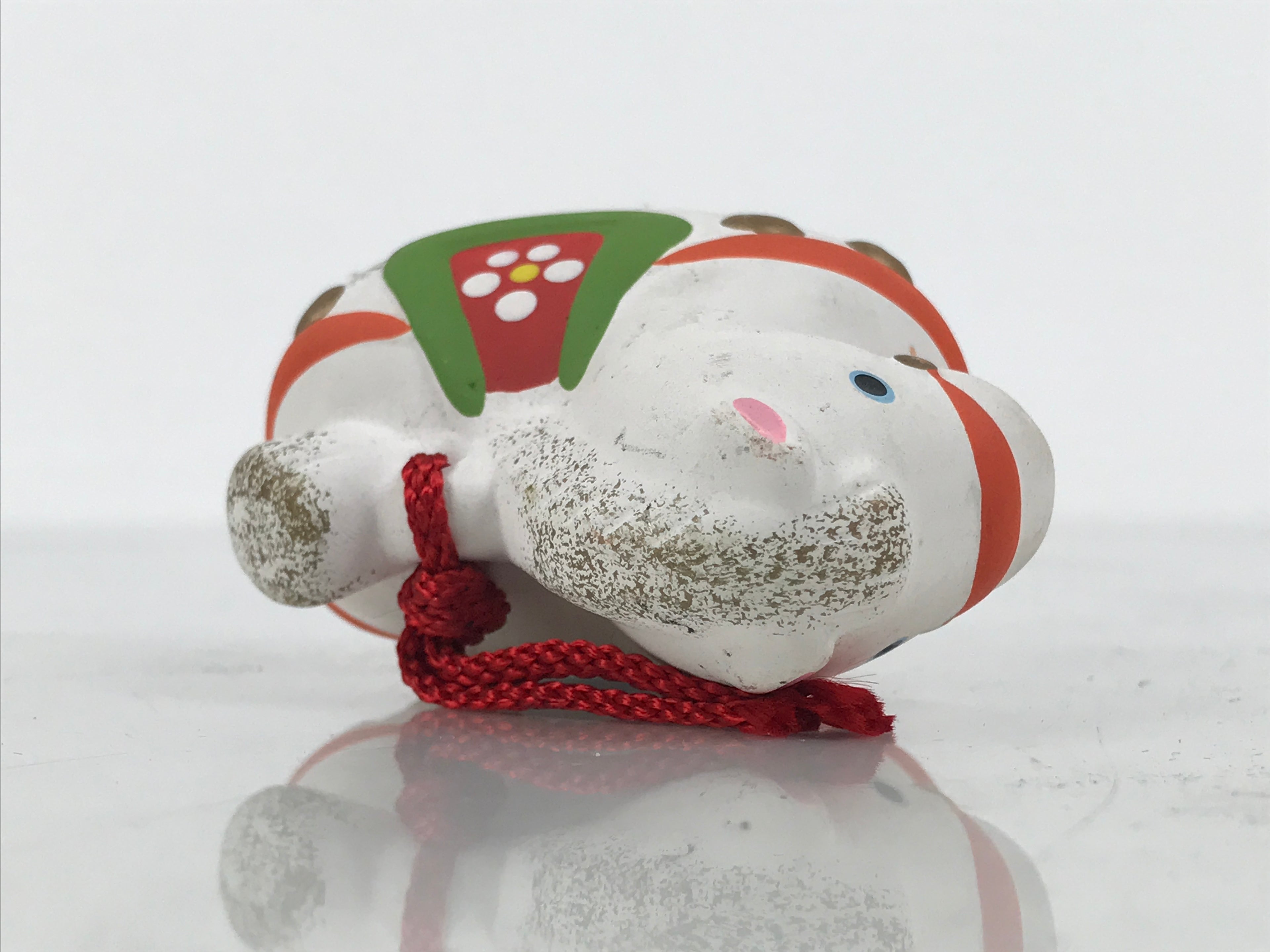 Japanese Clay Bell Dorei Horse Vtg Tsuchi-Suzu Zodiac Animal Uma White DR672