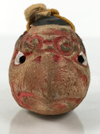 Japanese Clay Bell Dorei Karasu Tengu Vtg Tsuchi-Suzu Yokai Folklore Brown DR626