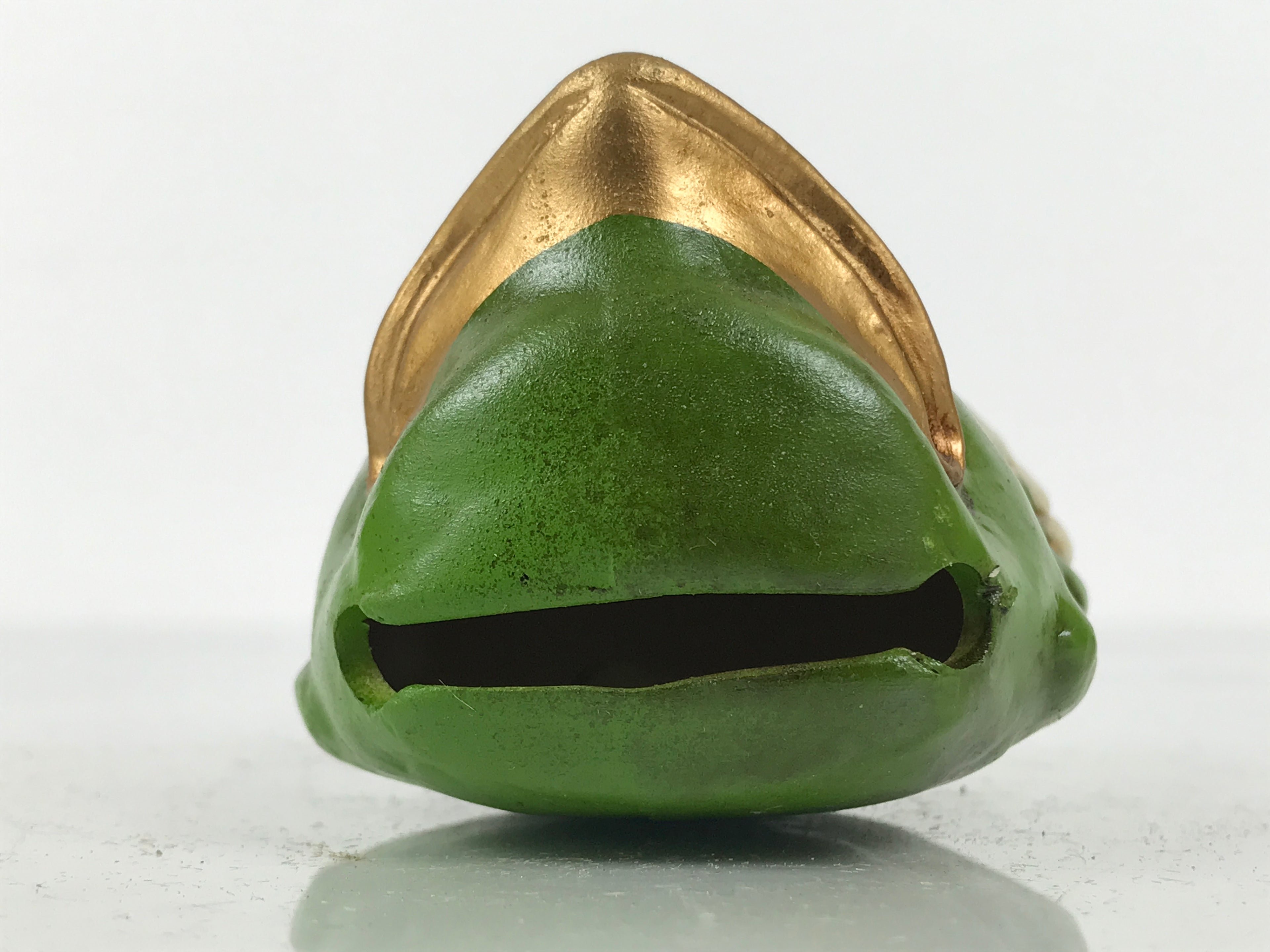 Japanese Clay Bell Dorei Karasu Tengu Vtg Tsuchi-Suzu Yokai Folklore Green DR666