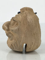 Japanese Clay Bell Dorei Kashira Head Vtg Tsuchi-Suzu Mt. Aso Daruma Beige DR631