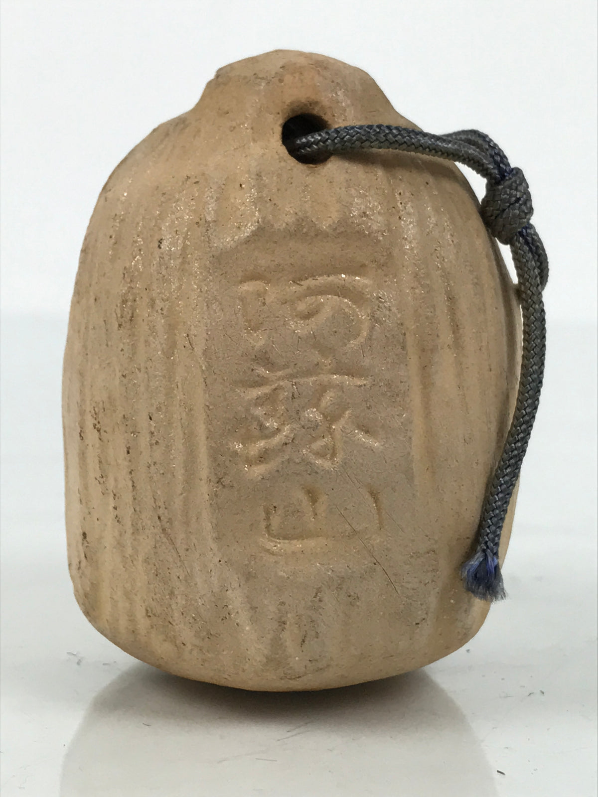 Japanese Clay Bell Dorei Kashira Head Vtg Tsuchi-Suzu Mt. Aso Daruma Beige DR631
