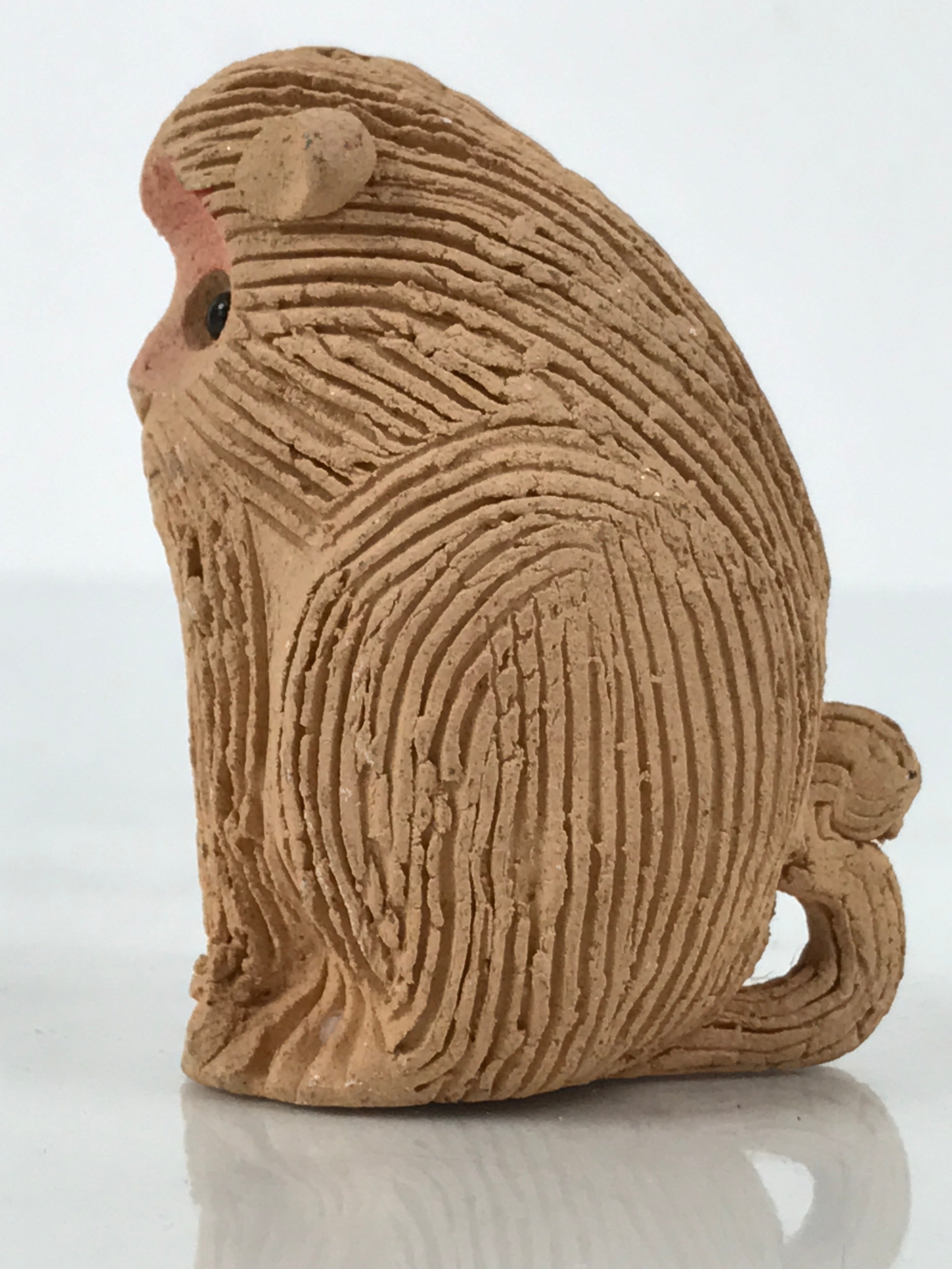 Japanese Clay Bell Dorei Monkey Vtg Tsuchi-Suzu Zodiac Animal Saru Brown DR605