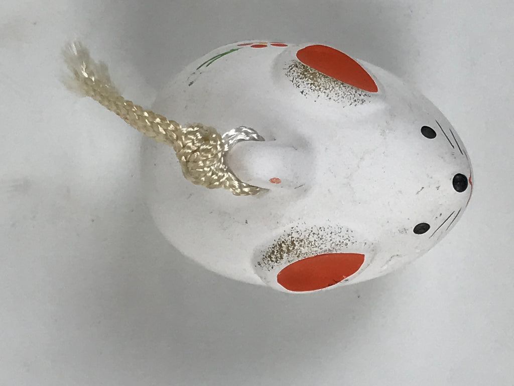 Japanese Clay Bell Dorei Mouse Vtg Tsuchi-Suzu Zodiac Animal Nezumi White DR603