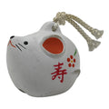 Japanese Clay Bell Dorei Mouse Vtg Tsuchi-Suzu Zodiac Animal Nezumi White DR603