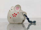 Japanese Clay Bell Dorei Mouse Vtg Tsuchi-Suzu Zodiac Animal Nezumi White DR683