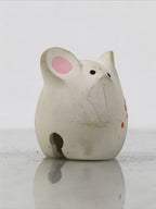 Japanese Clay Bell Dorei Mouse Vtg Tsuchi-Suzu Zodiac Animal Nezumi White DR683