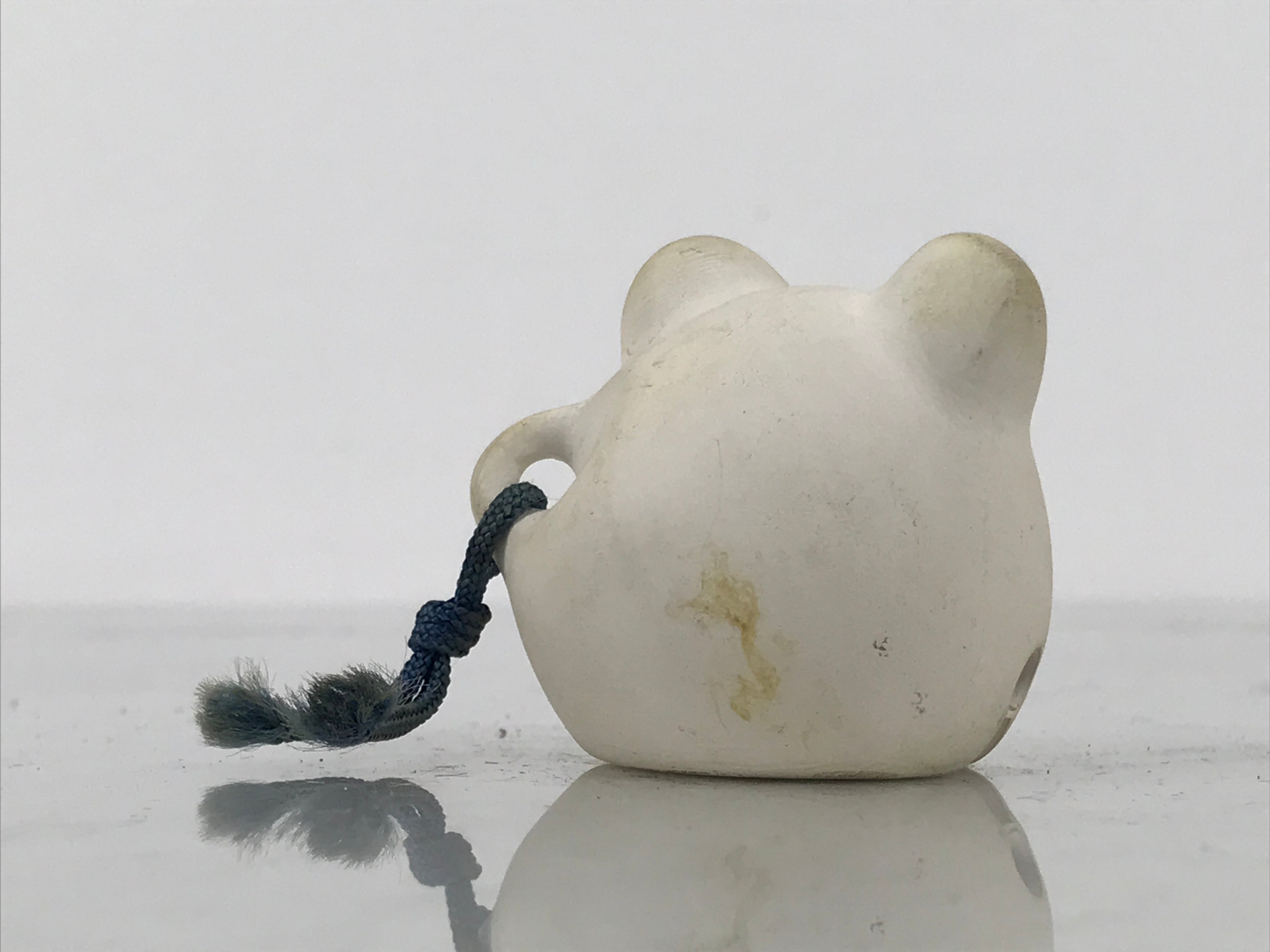 Japanese Clay Bell Dorei Mouse Vtg Tsuchi-Suzu Zodiac Animal Nezumi White DR683
