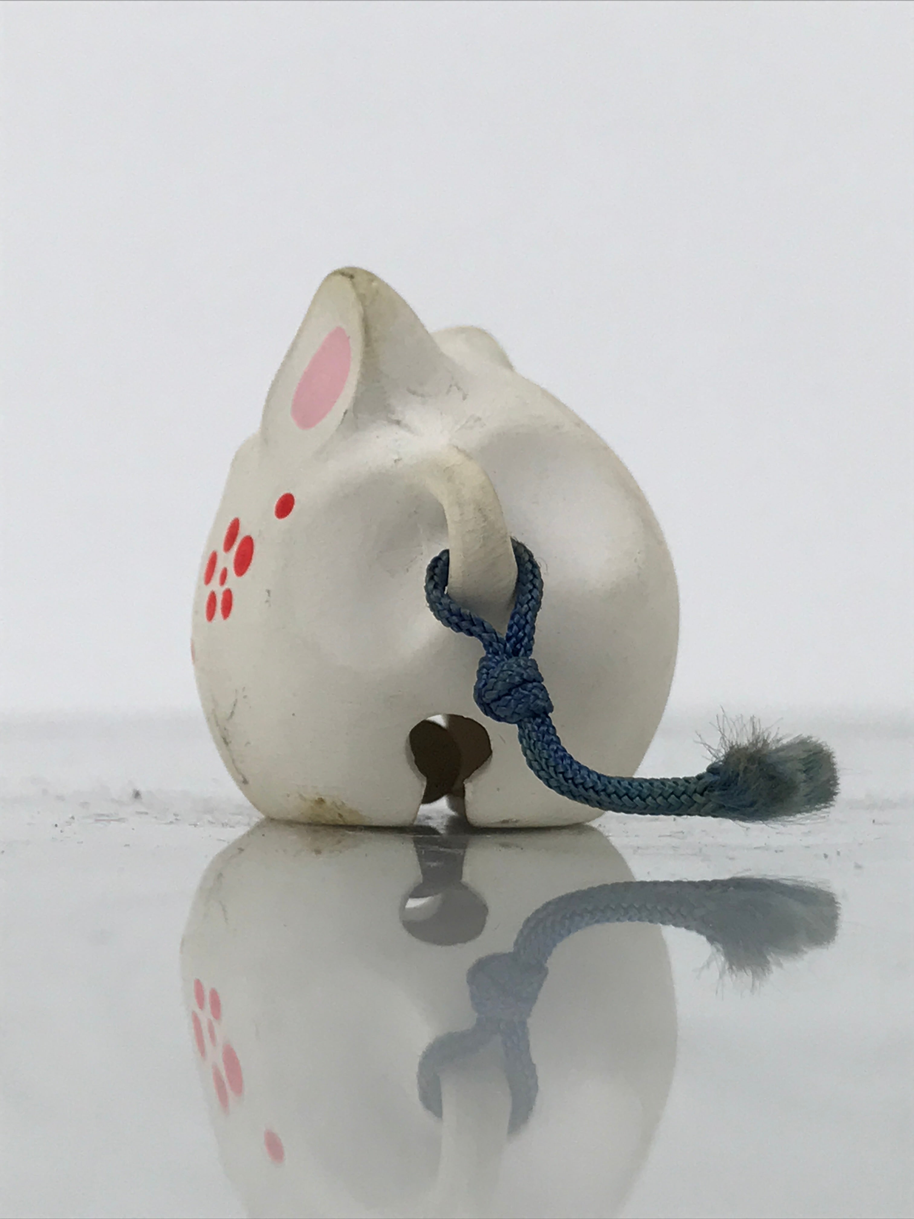 Japanese Clay Bell Dorei Mouse Vtg Tsuchi-Suzu Zodiac Animal Nezumi White DR683