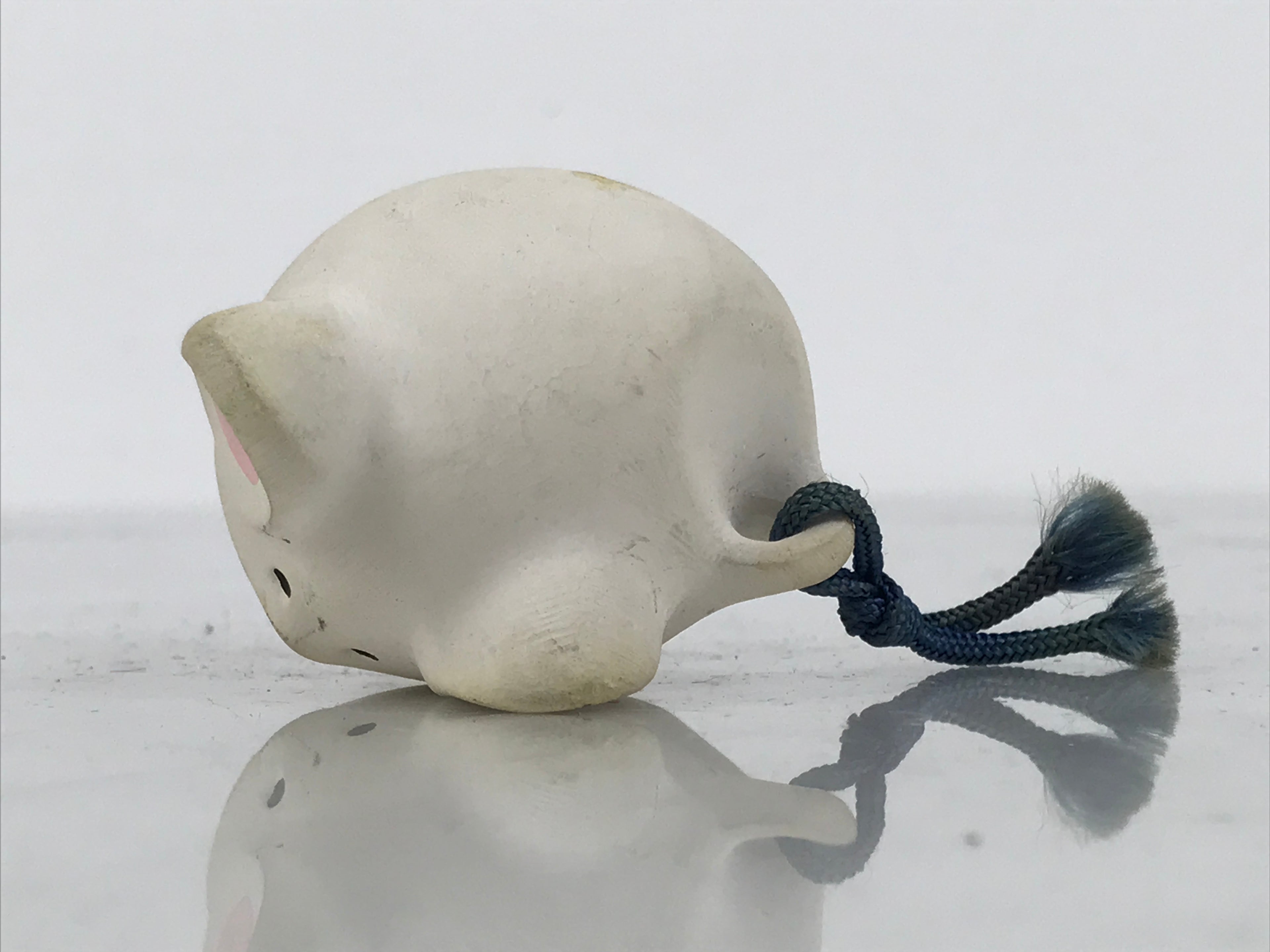 Japanese Clay Bell Dorei Mouse Vtg Tsuchi-Suzu Zodiac Animal Nezumi White DR683