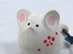 Japanese Clay Bell Dorei Mouse Vtg Tsuchi-Suzu Zodiac Animal Nezumi White DR683
