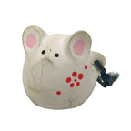 Japanese Clay Bell Dorei Mouse Vtg Tsuchi-Suzu Zodiac Animal Nezumi White DR683