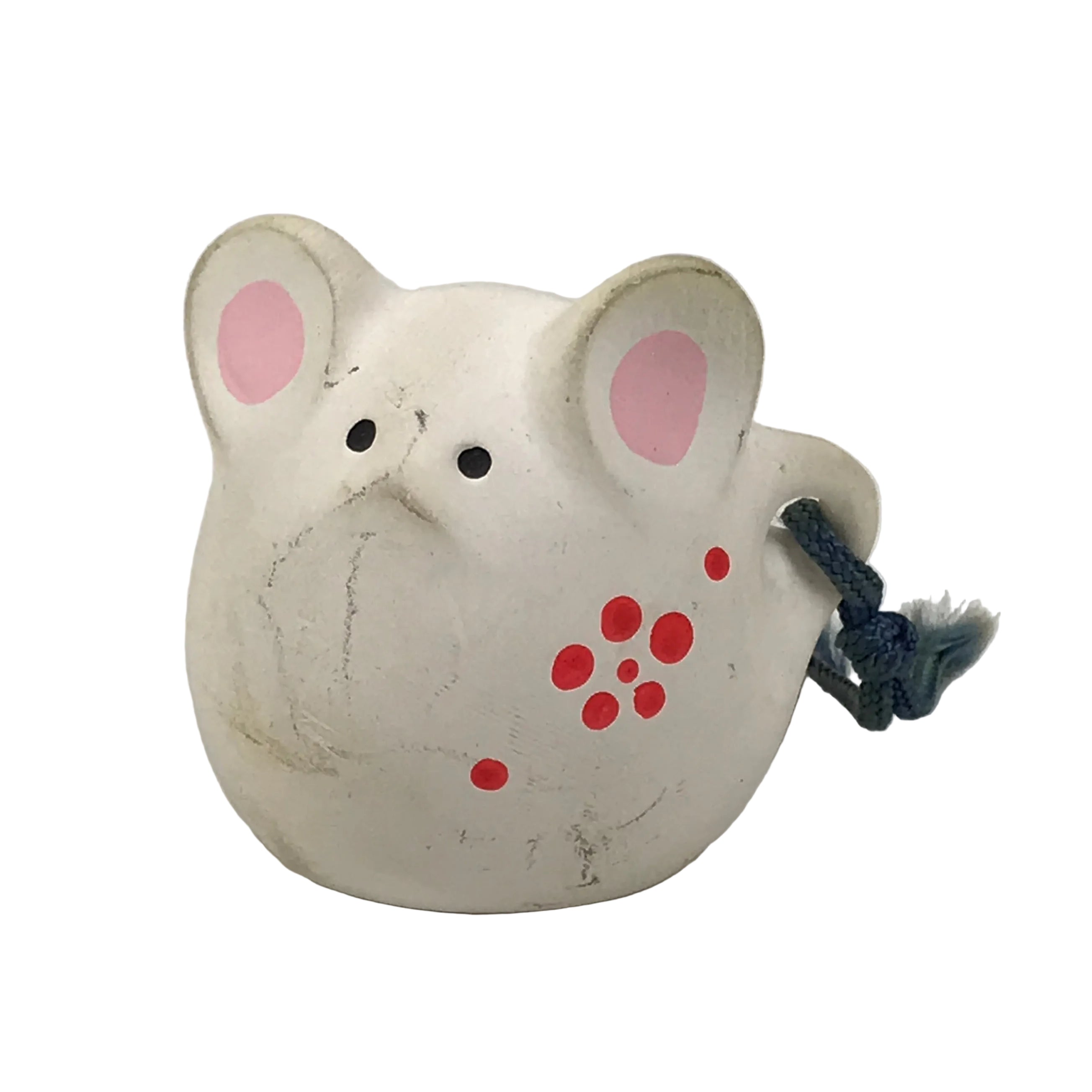 Japanese Clay Bell Dorei Mouse Vtg Tsuchi-Suzu Zodiac Animal Nezumi White DR683
