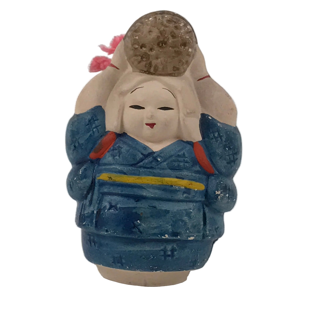 Japanese Clay Bell Dorei Oharame Vtg Tsuchi-Suzu Kimono Work Woman Kyoto DR649