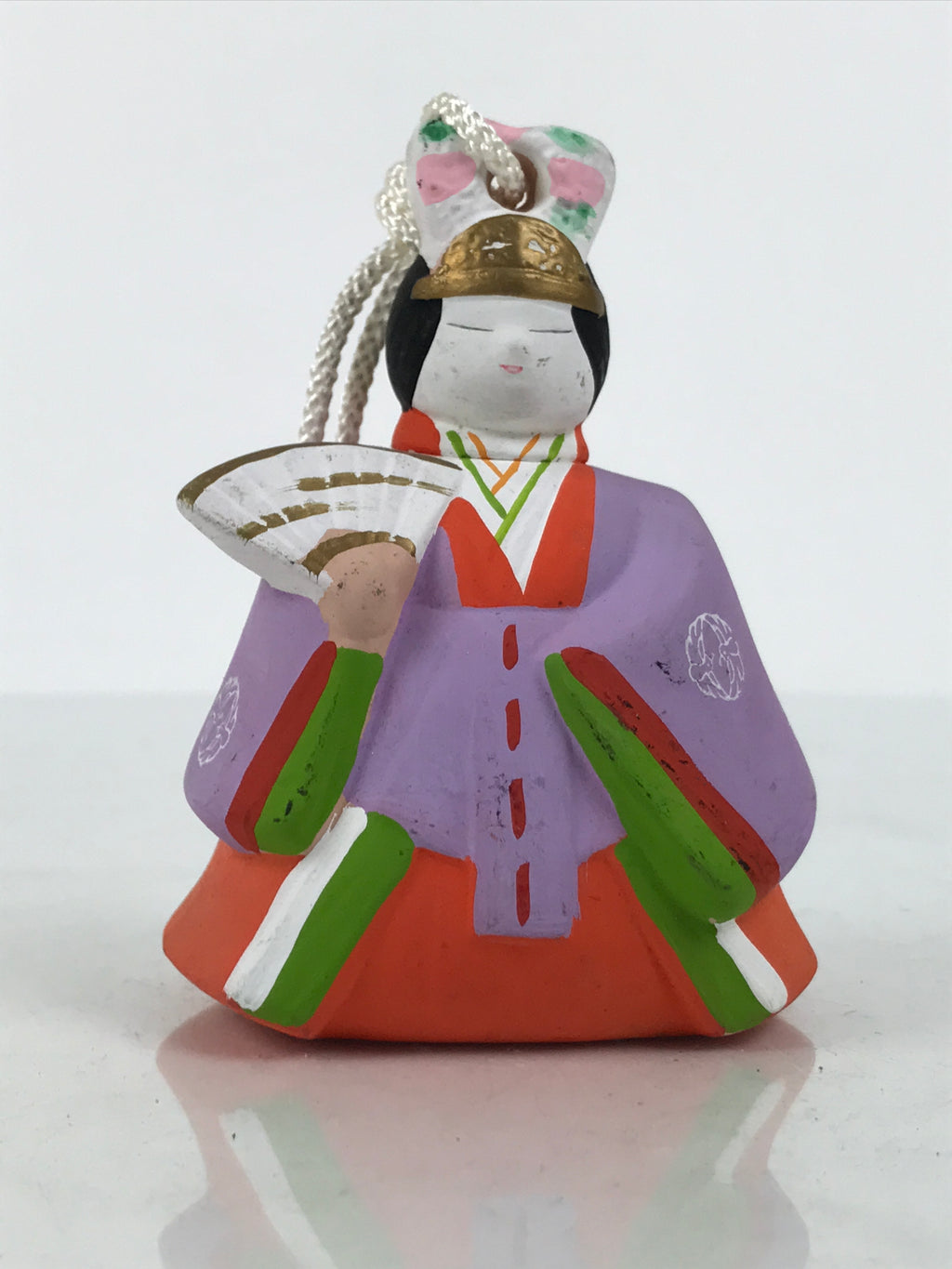 Japanese Clay Bell Dorei Ohinasama Princess Vtg Tsuchi-Suzu Purple Red DR668