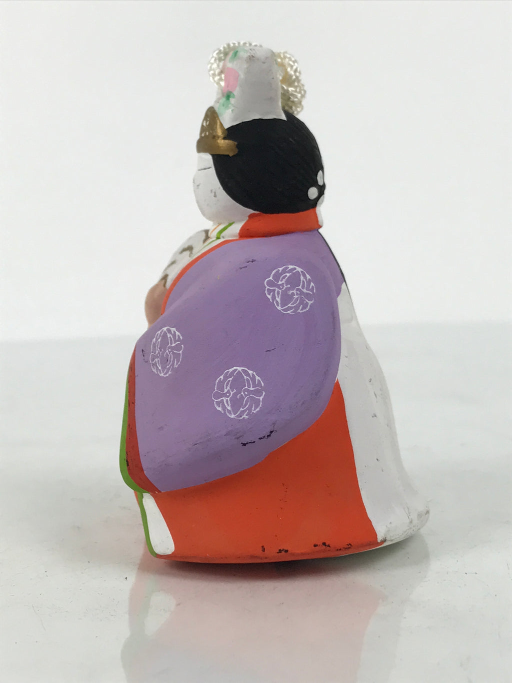 Japanese Clay Bell Dorei Ohinasama Princess Vtg Tsuchi-Suzu Purple Red DR668