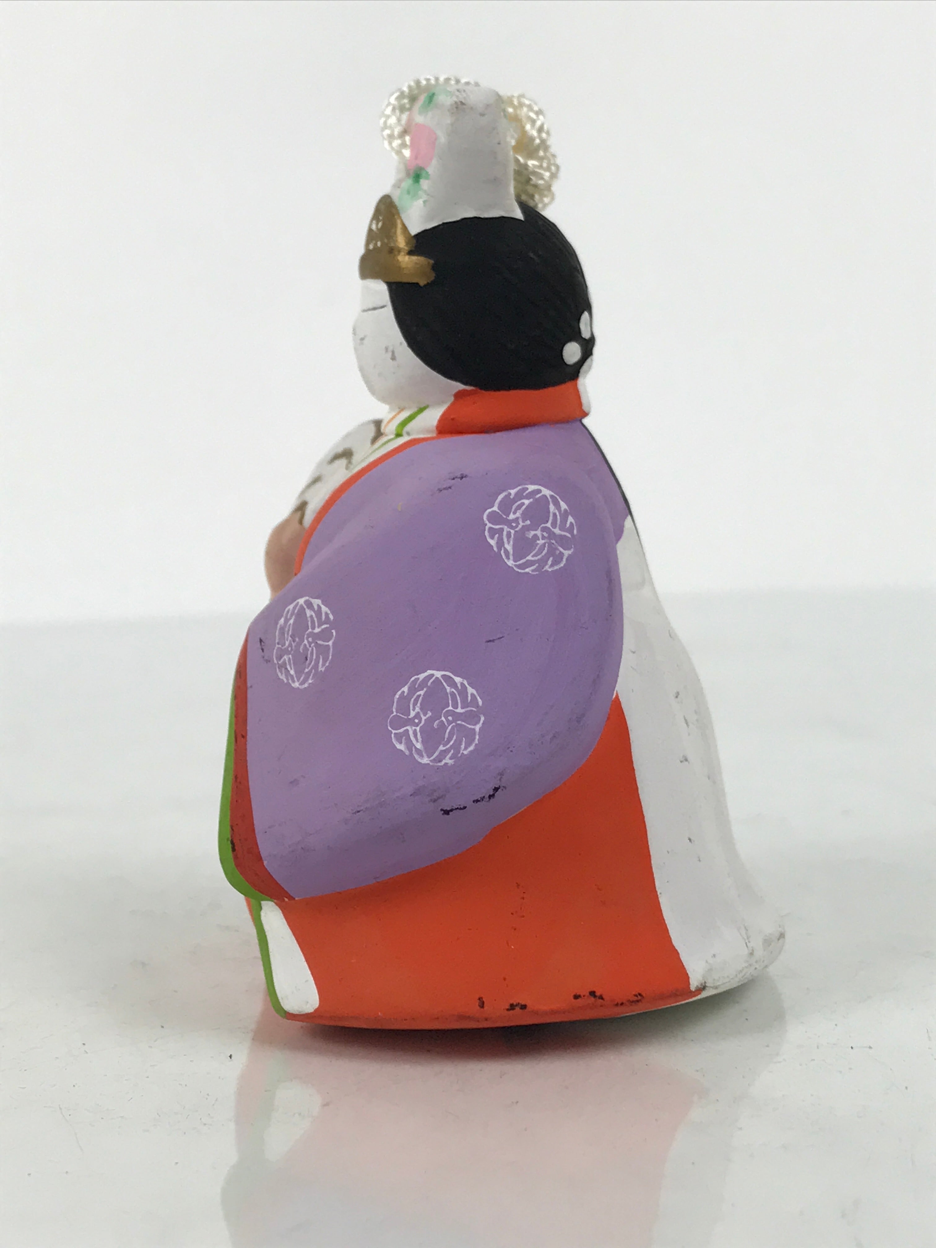 Japanese Clay Bell Dorei Ohinasama Princess Vtg Tsuchi-Suzu Purple Red DR668