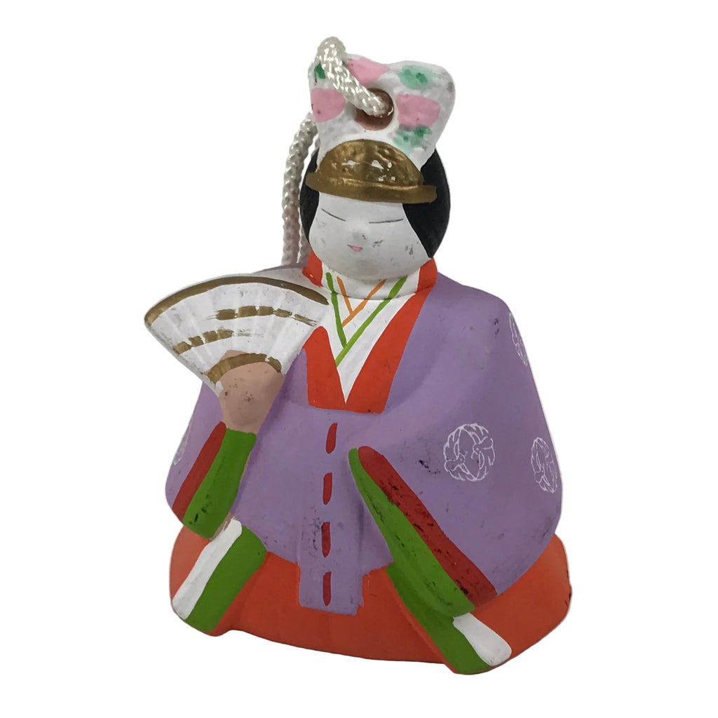 Japanese Clay Bell Dorei Ohinasama Princess Vtg Tsuchi-Suzu Purple Red DR668
