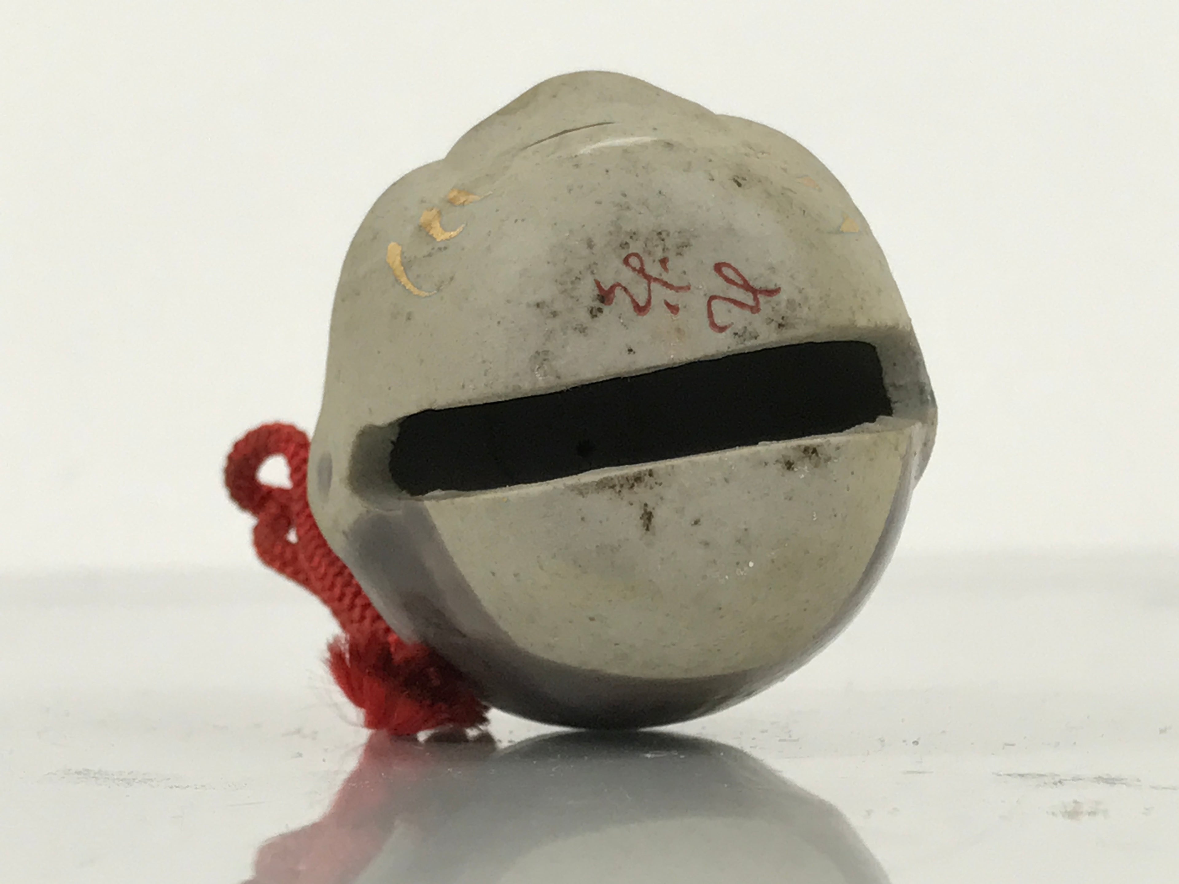 Japanese Clay Bell Dorei Okina Old Man Face Vtg Tsuchi-Suzu Noh Character DR636