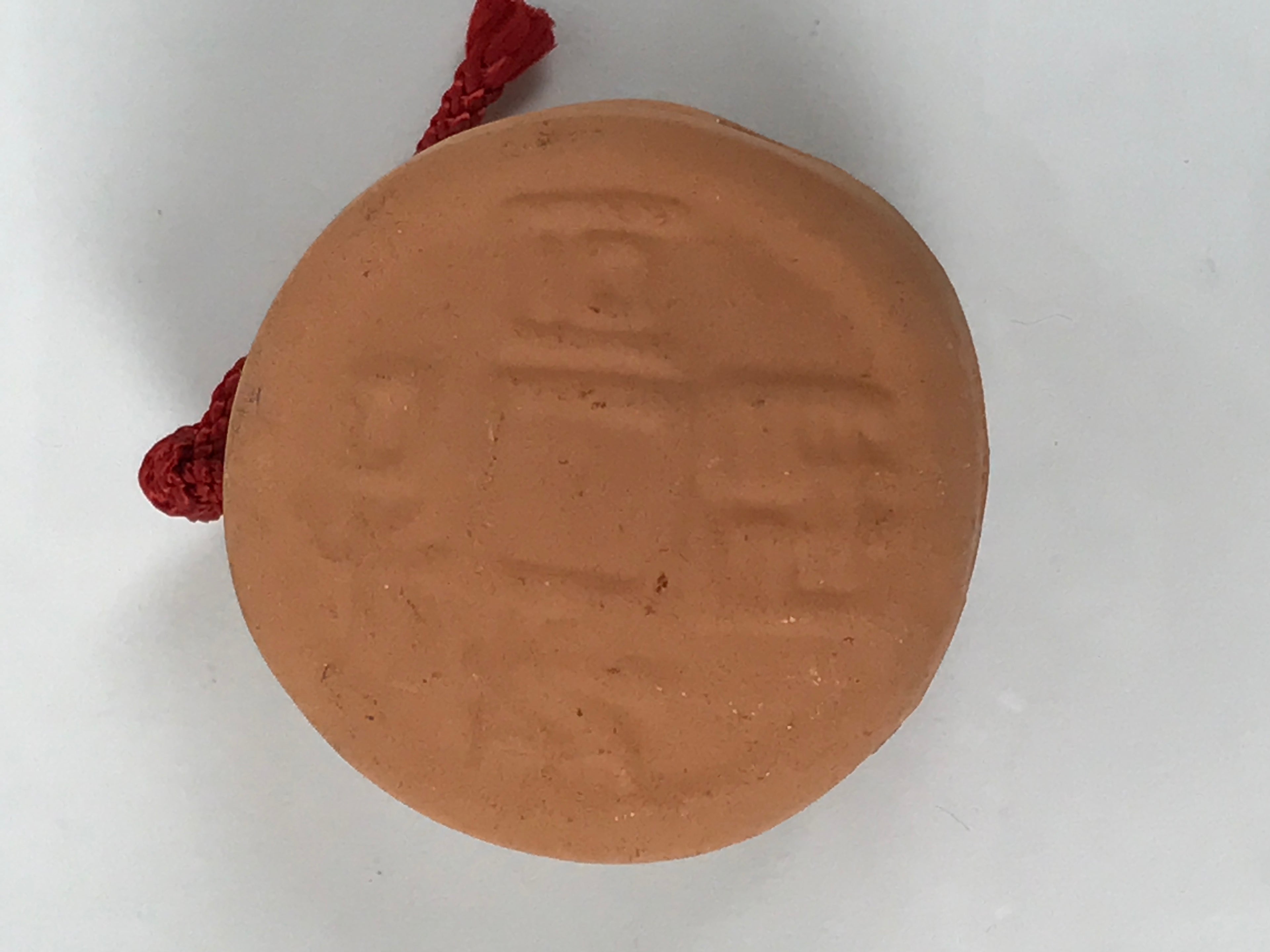 Japanese Clay Bell Dorei Old Coin Vtg Tsuchi-Suzu Wadoukaichin Amulet DR609
