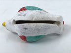 Japanese Clay Bell Dorei Pigeon Vtg Tsuchi-Suzu Hato Bird White Red Green DR629