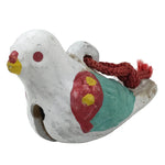 Japanese Clay Bell Dorei Pigeon Vtg Tsuchi-Suzu Hato Bird White Red Green DR629