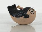 Japanese Clay Bell Dorei Puffer Fish Vtg Tsuchi-Suzu Fugu Black Brown DR674