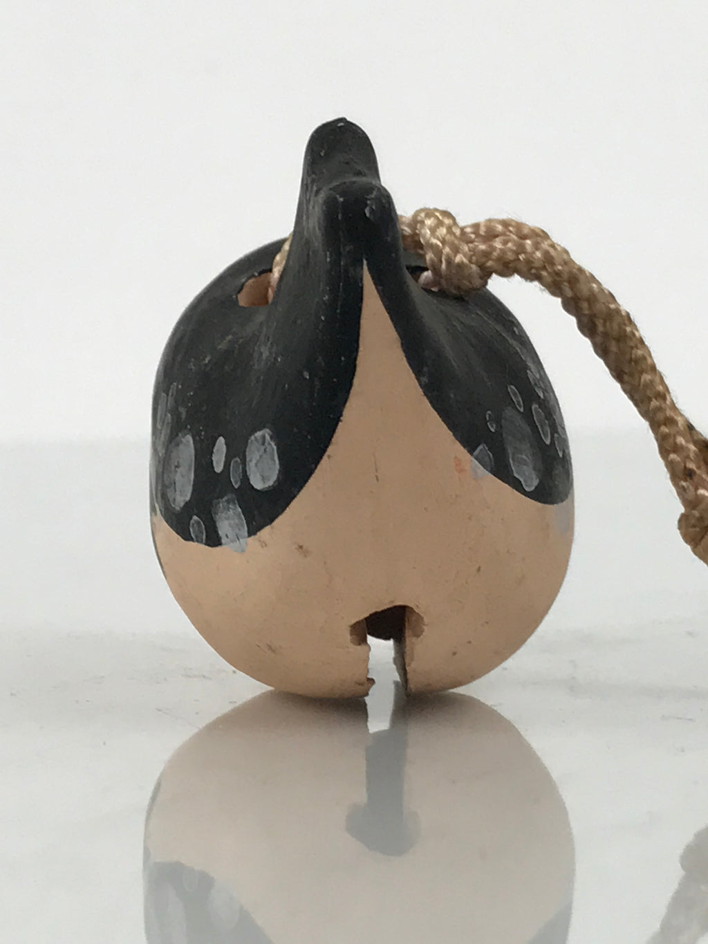 Japanese Clay Bell Dorei Puffer Fish Vtg Tsuchi-Suzu Fugu Black Brown DR674