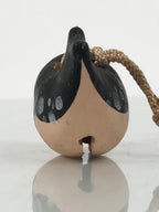 Japanese Clay Bell Dorei Puffer Fish Vtg Tsuchi-Suzu Fugu Black Brown DR674