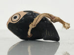 Japanese Clay Bell Dorei Puffer Fish Vtg Tsuchi-Suzu Fugu Black Brown DR674