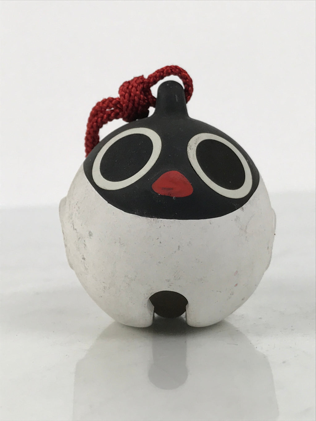 Japanese Clay Bell Dorei Puffer Fish Vtg Tsuchi-Suzu Fugu Black White DR675