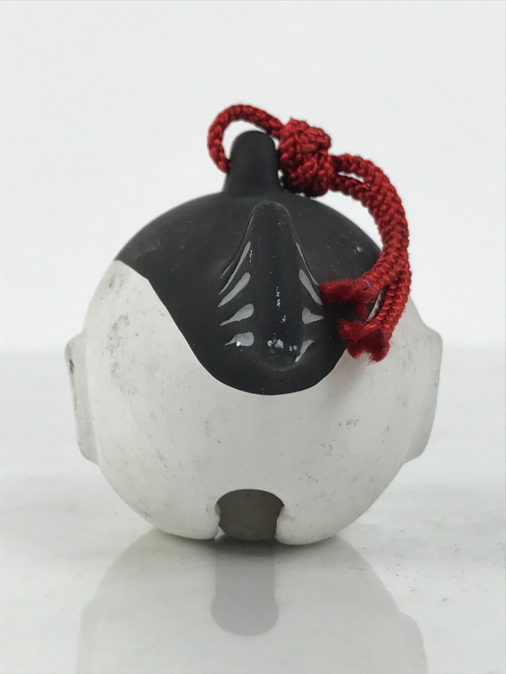 Japanese Clay Bell Dorei Puffer Fish Vtg Tsuchi-Suzu Fugu Black White DR675