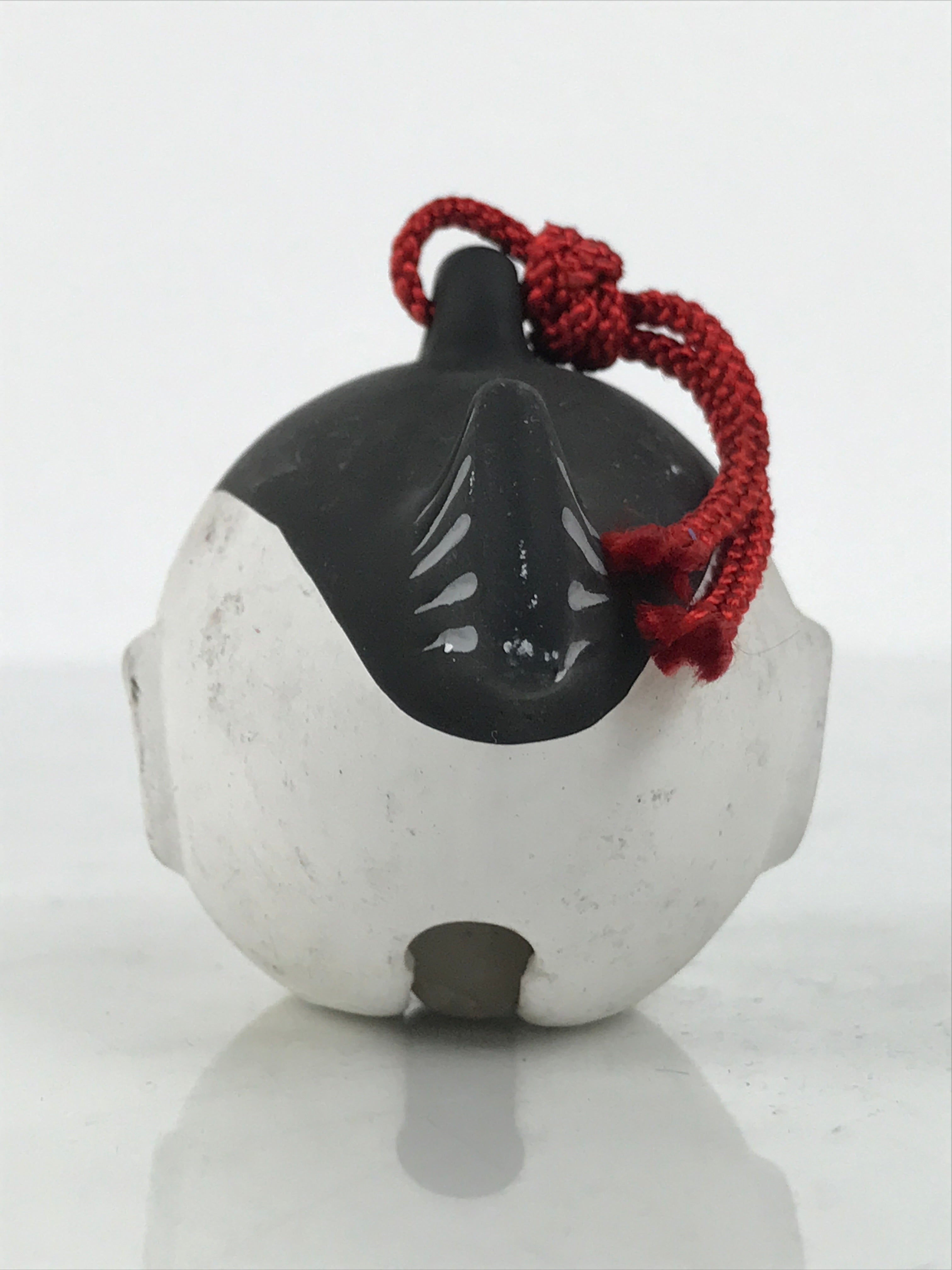 Japanese Clay Bell Dorei Puffer Fish Vtg Tsuchi-Suzu Fugu Black White DR675