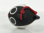 Japanese Clay Bell Dorei Puffer Fish Vtg Tsuchi-Suzu Fugu Black White DR675