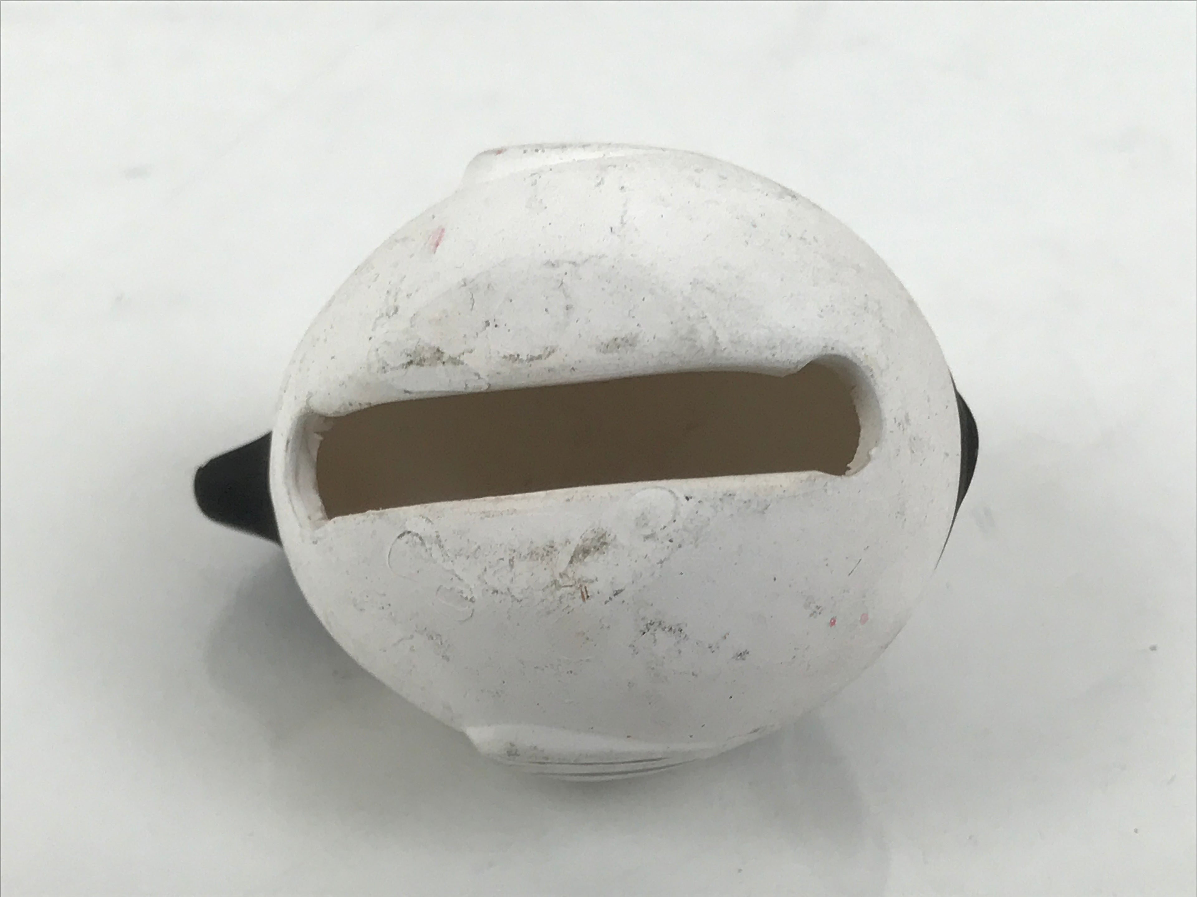Japanese Clay Bell Dorei Puffer Fish Vtg Tsuchi-Suzu Fugu Black White DR675