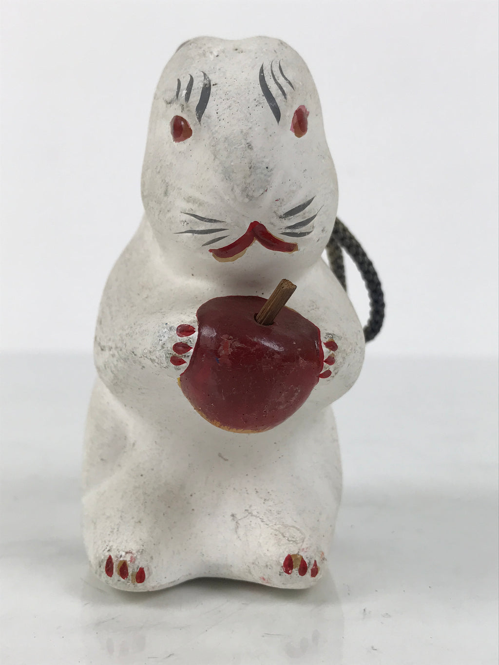 Japanese Clay Bell Dorei Rabbit Vtg Tsuchi-Suzu Zodiac Animal Usagi White DR602