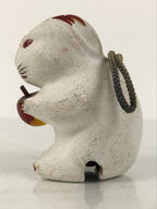 Japanese Clay Bell Dorei Rabbit Vtg Tsuchi-Suzu Zodiac Animal Usagi White DR602