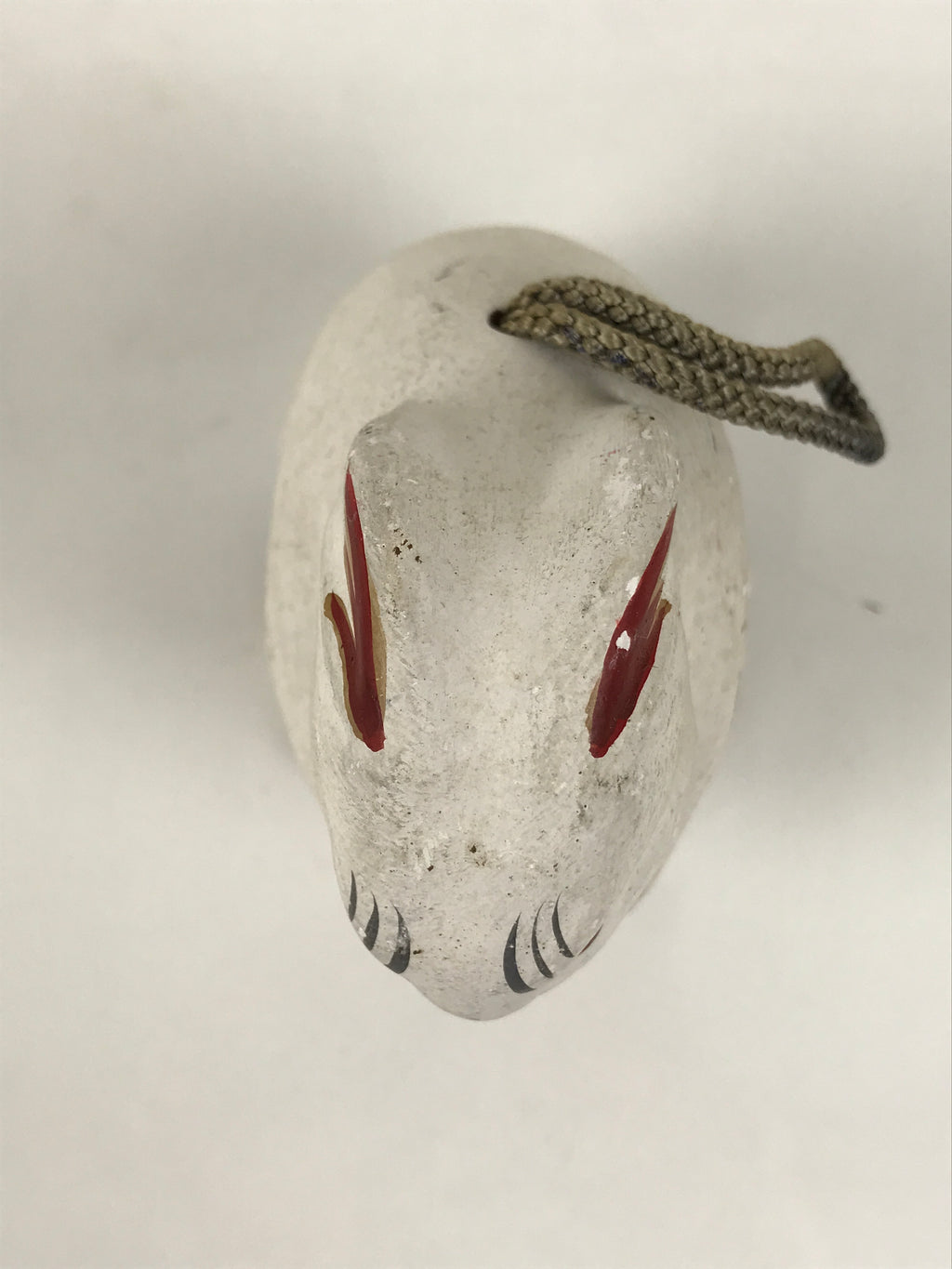 Japanese Clay Bell Dorei Rabbit Vtg Tsuchi-Suzu Zodiac Animal Usagi White DR602