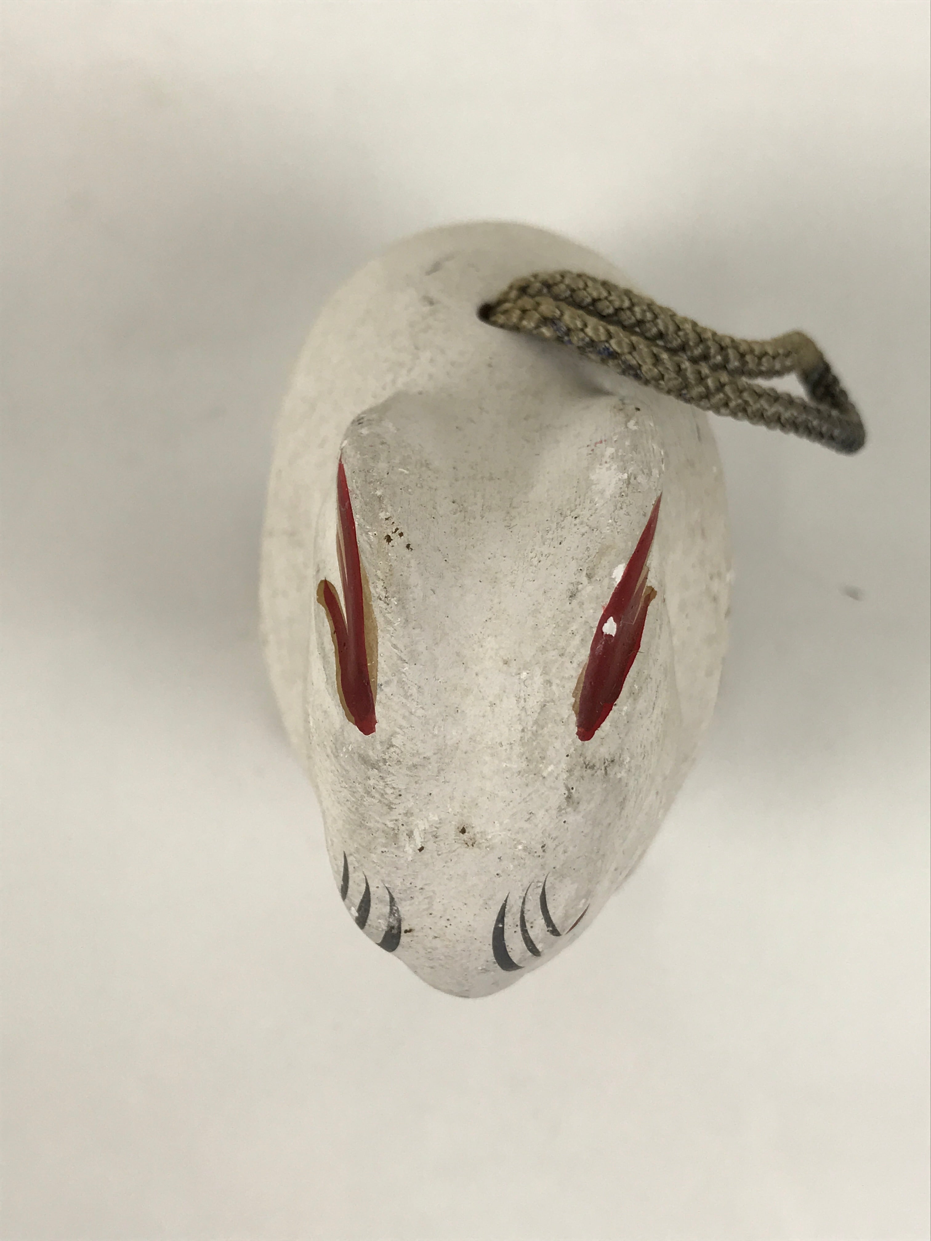 Japanese Clay Bell Dorei Rabbit Vtg Tsuchi-Suzu Zodiac Animal Usagi White DR602