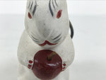 Japanese Clay Bell Dorei Rabbit Vtg Tsuchi-Suzu Zodiac Animal Usagi White DR602