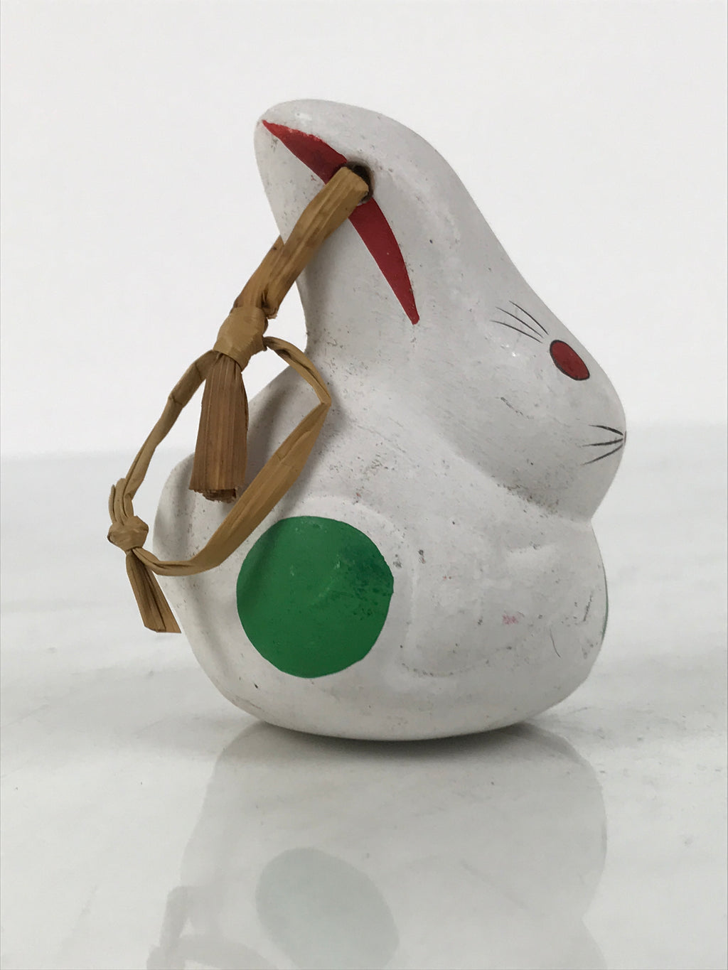 Japanese Clay Bell Dorei Rabbit Vtg Tsuchi-Suzu Zodiac Animal Usagi White DR676
