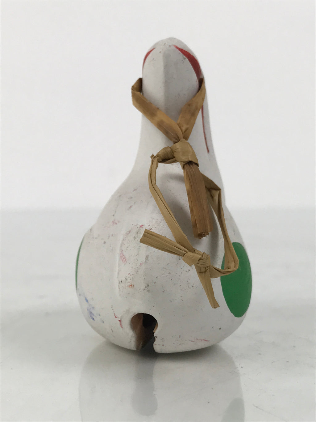 Japanese Clay Bell Dorei Rabbit Vtg Tsuchi-Suzu Zodiac Animal Usagi White DR676