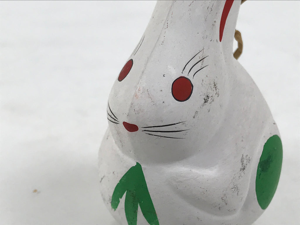 Japanese Clay Bell Dorei Rabbit Vtg Tsuchi-Suzu Zodiac Animal Usagi White DR676